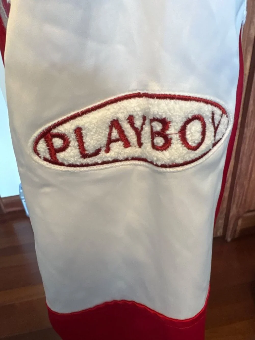 Playboy x PacSun Women's Satin Bomber Jacket XS S Pink Heart LA Varsity Y2K